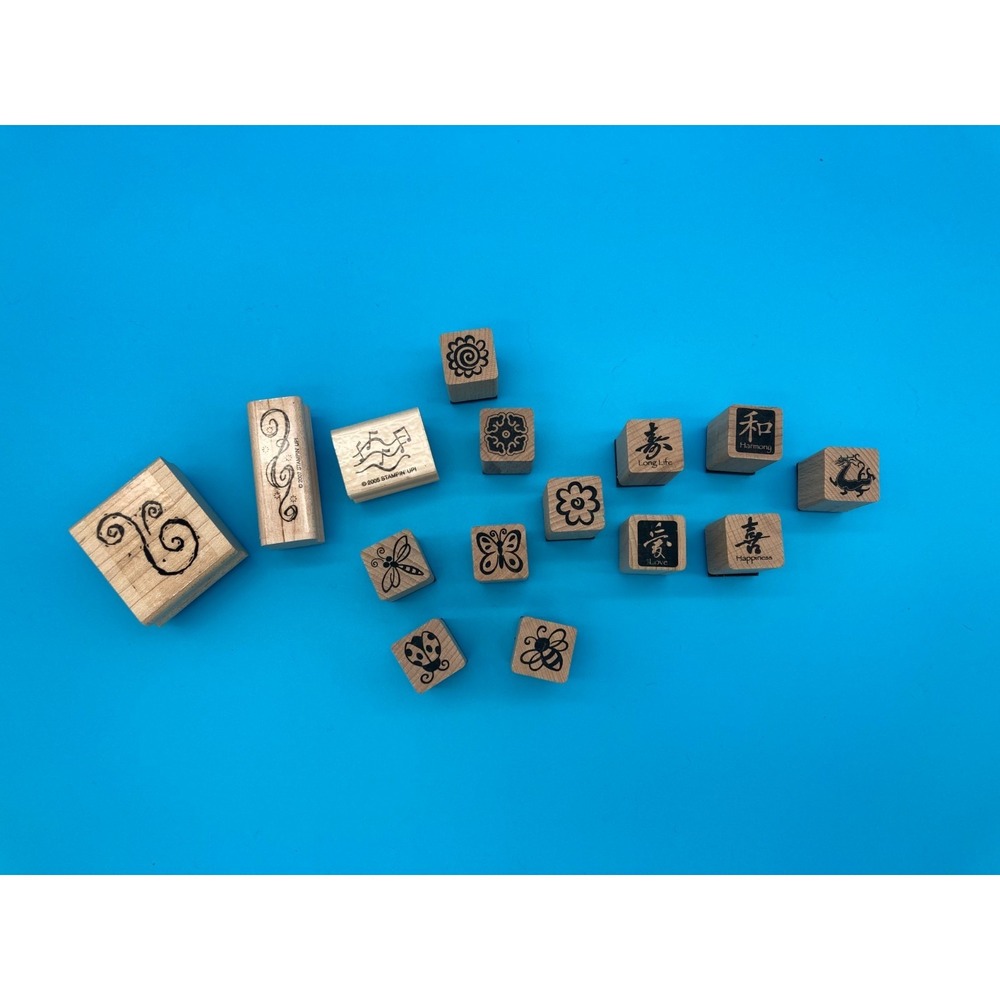 Stampin' Up! Mixed Mini Wood Stamp Lot - Nature, Music & Symbols